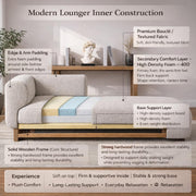 Casaliving Glacia Upholstered Indoor Chaise Lounge Chair 2 Seater Sofa Two Seater Sofa for Living Room Offices Hotels Bedroom (Black) Premium Boucle Fabric Sofa