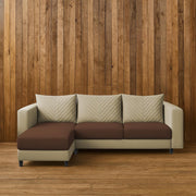 Mikasa 4 Seater LHS L Shape Sofa Set for Living Room (Cream Brown Fabric) Premium Fabric Sofa Set for Living Room