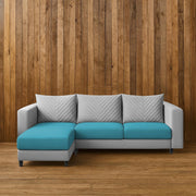 Mikasa 4 Seater LHS L Shape Sofa Set for Living Room (Turquise Grey Fabric) Premium Fabric Sofa Set for Living Room