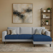 Oslo 4 Seater RHS L Shape Sofa Set for Living Room (Blue Grey Fabric) Premium Fabric Sofa Set for Living Room