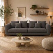 Casaliving Elora Modern Premium Boucle Fabric Sofa, Upholstered 3+1 Seater with Ottoman Sofa Set for Living Room, (Black Colour) Premium Boucle Fabric Sofa