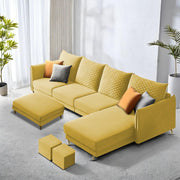 Casaliving Stanly LHS 6 Seater L Shape Sofa Set for Living Room (Black Fabric)