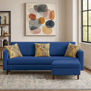 Casaliving Premium Lifestyle Fabric 4 Seater L Shape Sofa Set 3 Seater Modern Sofa Set & Ottoman for Living Room (Black Color)