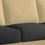 Swaloni RHS 6 Seater L Shape Sofa Set with Center Table for Living Room (Cream Black) Premium Fabric Sofa