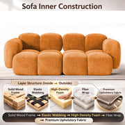 Aveline Modern Premium Boucle Fabric Sofa, Upholstered 3 Seater Sofa Set for Living Room, (Black Colour) Premium Boucle Fabric Sofa