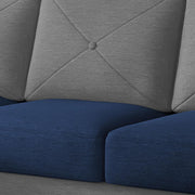 Swaloni LHS 6 Seater L Shape Sofa Set with Center Table for Living Room (Blue Grey) Premium Fabric Sofa