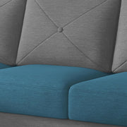 Swaloni LHS 6 Seater L Shape Sofa Set with Center Table for Living Room (Turquise Grey) Premium Fabric Sofa