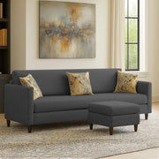 Casaliving Premium Lifestyle Fabric 4 Seater L Shape Sofa Set 3 Seater Modern Sofa Set & Ottoman for Living Room (Black Color)