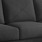 Swaloni RHS 6 Seater L Shape Sofa Set with Center Table for Living Room (Black) Premium Fabric Sofa