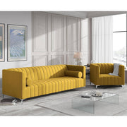 Canova 3+1 Seater Sofa Set for Living Room (Yellow) Premium Velvet Fabric Sofa