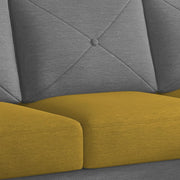 Swaloni RHS 6 Seater L Shape Sofa Set with Center Table for Living Room (Yellow Grey) Premium Fabric Sofa