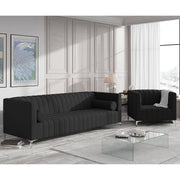 Canova 3+1 Seater Sofa Set for Living Room (Black) Premium Velvet Fabric Sofa