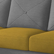 Swaloni LHS 6 Seater L Shape Sofa Set with Center Table for Living Room (Yellow Grey) Premium Fabric Sofa
