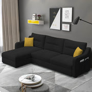Casaliving Montario 4 Seater L Shape Sofa Set for Living Room (Black Fabric) Right Side Sofa
