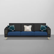 Casaliving Falco 3 Seater Sofa Set for Living Room (Black Grey Fabric) Premium Fabric Sofa