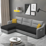 Casaliving Montario 4 Seater L Shape Sofa Set for Living Room (Black Fabric) Right Side Sofa