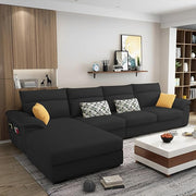 Casaliving Seams LHS 6 Seater L Shape Sofa Set for Living Room (Blue) Premium Fabric Sofa