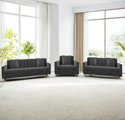 Casaliving Garcia 2 Seater Sofa Set for Living Room (Blue Black Colour) Premium Fabric Sofa