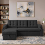 Casaliving Grance LHS 4 Seater Corner Sofa Cum Bed for Living Room with Storage (Blue Fabric) Premium Fabric Sofa