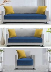 Casaliving Dominic 3 + 2 + 1 Seater Sofa Set for Living Room (Black Grey) Premium Fabric Sofa