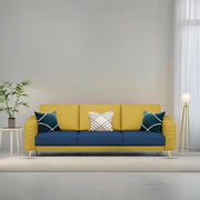 Casaliving Falco 3 Seater Sofa Set for Living Room (Black Grey Fabric) Premium Fabric Sofa