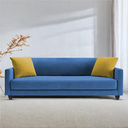 Casaliving Dominic 3 Seater Sofa Set for Living Room (Blue Fabric) Premium Fabric Sofa