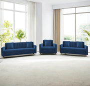 Casaliving Garcia 2 Seater Sofa Set for Living Room (Blue Black Colour) Premium Fabric Sofa