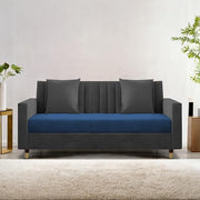 Casaliving Garcia 2 Seater Sofa Set for Living Room (Blue Black Colour) Premium Fabric Sofa