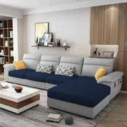 Casaliving Seams LHS 6 Seater L Shape Sofa Set for Living Room (Blue) Premium Fabric Sofa