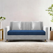 Casaliving Garcia 2 Seater Sofa Set for Living Room (Blue Black Colour) Premium Fabric Sofa