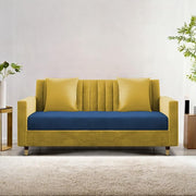 Casaliving Garcia 2 Seater Sofa Set for Living Room (Blue Black Colour) Premium Fabric Sofa