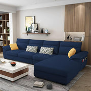 Casaliving Seams LHS 6 Seater L Shape Sofa Set for Living Room (Blue) Premium Fabric Sofa