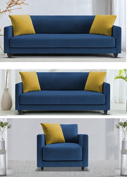 Casaliving Dominic 3 + 2 + 1 Seater Sofa Set for Living Room (Black Grey) Premium Fabric Sofa