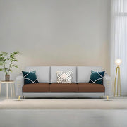 Casaliving Falco 3 Seater Sofa Set for Living Room (Black Grey Fabric) Premium Fabric Sofa