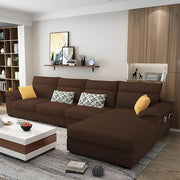 Casaliving Seams LHS 6 Seater L Shape Sofa Set for Living Room (Blue) Premium Fabric Sofa