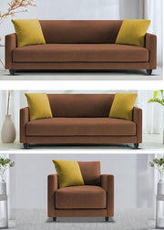 Casaliving Dominic 3 + 2 + 1 Seater Sofa Set for Living Room (Black Grey) Premium Fabric Sofa