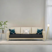 Casaliving Falco 3 Seater Sofa Set for Living Room (Black Grey Fabric) Premium Fabric Sofa