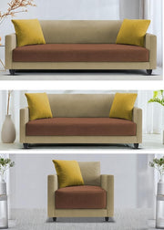 Casaliving Dominic 3 + 2 + 1 Seater Sofa Set for Living Room (Black Grey) Premium Fabric Sofa