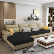 Casaliving Seams LHS 6 Seater L Shape Sofa Set for Living Room (Blue) Premium Fabric Sofa