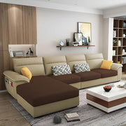 Casaliving Seams LHS 6 Seater L Shape Sofa Set for Living Room (Blue) Premium Fabric Sofa