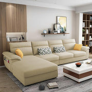 Casaliving Seams LHS 6 Seater L Shape Sofa Set for Living Room (Blue) Premium Fabric Sofa