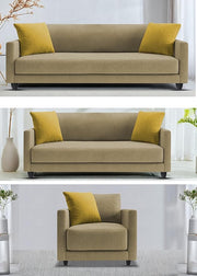 Casaliving Dominic 3 + 2 + 1 Seater Sofa Set for Living Room (Black Grey) Premium Fabric Sofa