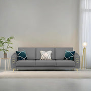 Casaliving Falco 3 Seater Sofa Set for Living Room (Black Grey Fabric) Premium Fabric Sofa