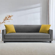 Casaliving Dominic 3 Seater Sofa Set for Living Room (Blue Fabric) Premium Fabric Sofa