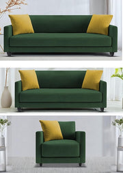 Casaliving Dominic 3 + 2 + 1 Seater Sofa Set for Living Room (Black Grey) Premium Fabric Sofa