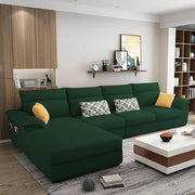 Casaliving Seams LHS 6 Seater L Shape Sofa Set for Living Room (Blue) Premium Fabric Sofa