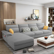 Casaliving Seams LHS 6 Seater L Shape Sofa Set for Living Room (Blue) Premium Fabric Sofa