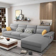 Casaliving Seams LHS 6 Seater L Shape Sofa Set for Living Room (Blue) Premium Fabric Sofa