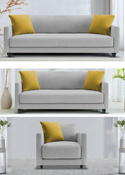 Casaliving Dominic 3 + 2 + 1 Seater Sofa Set for Living Room (Black Grey) Premium Fabric Sofa