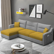 Casaliving Montario 4 Seater L Shape Sofa Set for Living Room (Black Fabric) Right Side Sofa